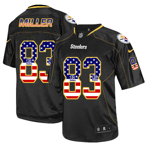 Men's Elite Heath Miller Nike Jersey Black - #83 USA Flag Fashion NFL Pittsburgh Steelers